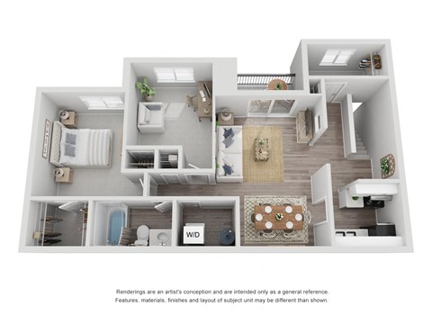 Floor plan for 2 beds, 1 bath, 950 sqft